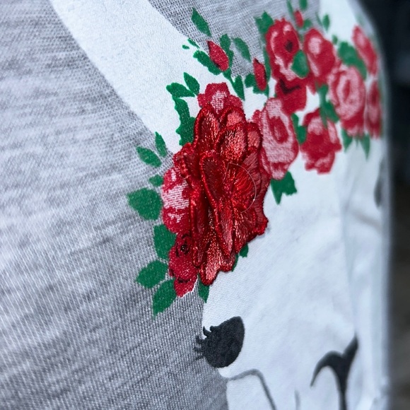 Alya Francesca’s |‎ “NO PROB-LLAMA” T-shirt Tunic 3D Floral Appliqué Gra… - Picture 5 of 9